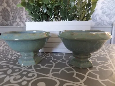 Wade Pair Of  Vintage Green / Blue Posy Pedestal Bowls • £9.99