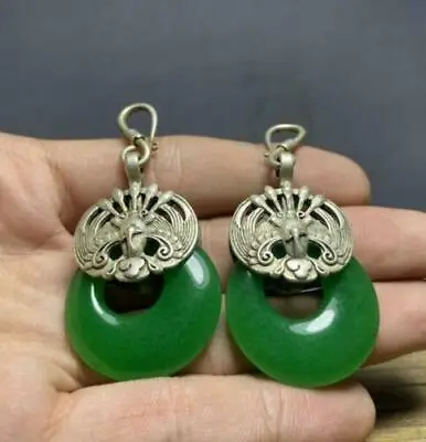 Collection Qing Dynasty Old Jade Earrings Chinese Retro Jewelry Collect • $30.10