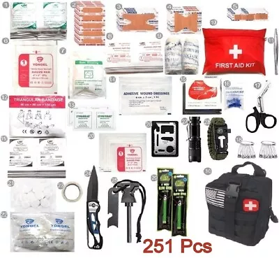 251 Pcs First Aid Kits For Tactical Trauma Survival Emergency Military Travel • $8.95