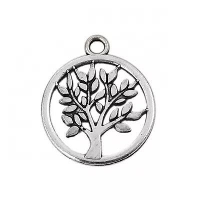 £2.45 • Buy 10x Tibetan Silver Tree Of Life Round Pagan Wicca Charm/Pendant Jewellery Making