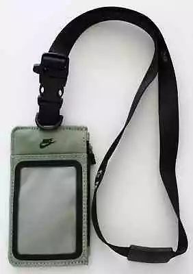 Nike ID Zip Badge Lanyard Detachable ID Holder Adult Oil Green/Black • $22.45