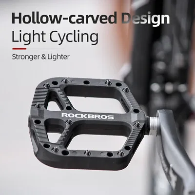 ROCKBROS Mountain Bike Pedals Nylon Composite Bearing 9/16  Bicycle Widen Pedal • $22.99