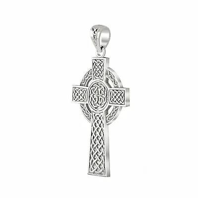 New Men's High Polished 0.925 Sterling Silver Irish Celtic Knot Cross Pendant • $44.99