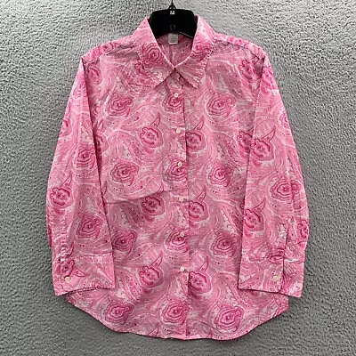 J Crew Shirt Womens Large Button Up Blouse Top Paisley Long Sleeve Pink Sheer • $12.95