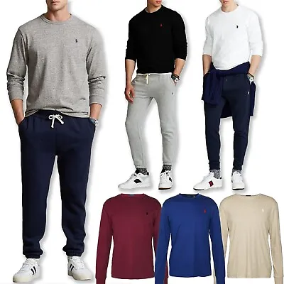 Ralph Lauren Mens Long Sleeve 100% Cotton T Shirt Adult Custom Slim Fit Tee Top • £16.50