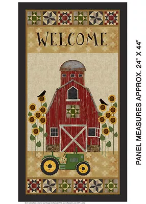 Quilt Barn Tractor Farm Fabric Sunflower Country Cotton Benartex 24  Panel • $8.95
