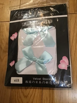 Brand New Ladies White Blue Bow  Fancy Dress Stockings Dressing Up Sexy Pirate • £5.25