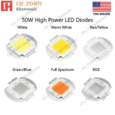 $29.99 • Buy High Power 50W Watts SMD LED Chip COB Lamp White Red Blue Green UV Lights Board