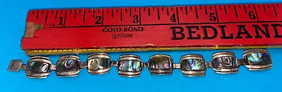 Vintage Sterling Silver Mexico Abalone Bracelet 16.1 Grams  **Clasp Issue** • $39.99