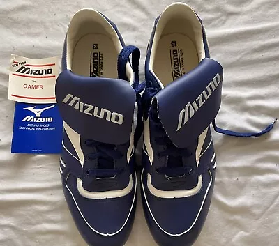 Mizuno Baseball Cleats Blue & White Mens Size 13 Vintage Unused Lace Covers • $29.50