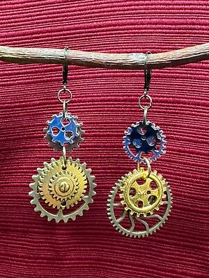 NEW! Steampunk Gears Drop Dangle Hook Earrings Fun For All Occasions Great Gift • $9.99