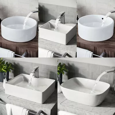 Bathroom Vanity Ceramic Wash Basin Cloakroom Sink White Counter Top /Wall Mount • £26.90