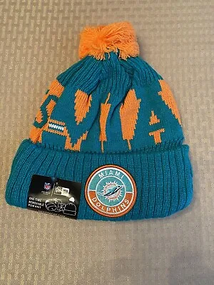 Miami Dolphins Teal And Orange NFL New Era Pom Knit Hat Cap Brand New • $30