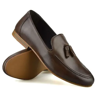£26.98 • Buy Mens Leather Slip On Tassel Loafers Smart Casual Mocassin Designer Shoes Size