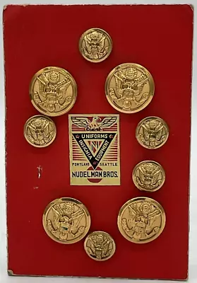 Vintage Nudelman Uniforms Insignia Equipment Brass Army Military Buttons On Card • $39.95