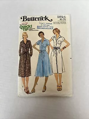 BUTTERICK VINTAGE PATTERN 5924 SIZE 12 New Uncut Pattern W/instructions • $5