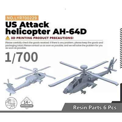 Yao's Studio LYR700229 1/700 Military Model Kit US Attack Helicopter AH-64D 6pcs • $10.99