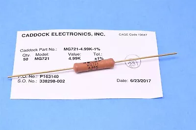 Caddock Thick Film Precision High Voltage Resistors Through Hole 4.99K Ohm 1%  • $12.95