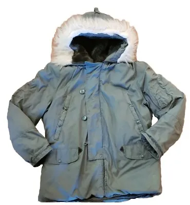 US Military Extreme Cold Weather Parka N-3B L Hooded Coat 80s Greenbrier Jacket • $127.98