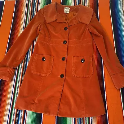 Vintage 60s Velvet Orange Coat Mod Go Go Style • $30
