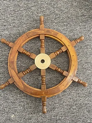 £69.99 • Buy 24  Brass Finishing Wooden Steering Ship Wheel Pirate Vintage Wall Boat Décor