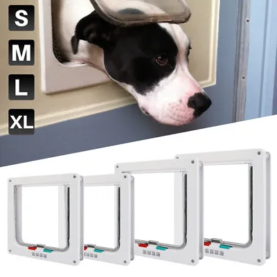 4 Way Pet Door Locking Large Extra Large Dog Cat Flap Magnetic Door Frame • £9.58