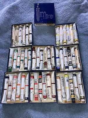 48 GRUMBACHER Artists Oil Color Paints W/bottom Of Boxes Vtg Gainsborough • $120