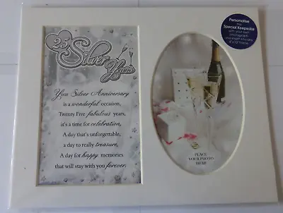 £1.70 • Buy Silver Wedding Anniversary Keepsake Photo Frame Mount With Verse - Size  8 X10 