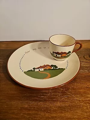 Vintage 1950s DARTMOUTH POTTERY DEVON Motto Ware Snack Set  • $15