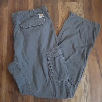 CAHARTT RELAXED FIT MENS RIPSTOP GRAY WORK PANTS TAG SIZE 40x34 • $32.11