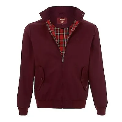 Mens Merc London Original Classic Harrington Tartan Lined Bomber Jacket - Wine • $99.46