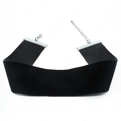 1.5  Inch Wide Velvet Choker Collar Black Necklace 90s Adjustable • $6.98