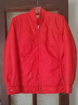 Vintage 70s Womens Retro Red Nylon SKYR Ski Jacket Coat Medium • $29.99