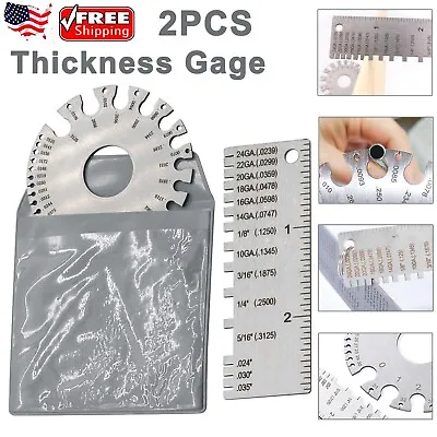 2PCS Sheet Metal Gauge Thickness Gage Wire Gauge Round Measuring Tool Stainless • $10.86