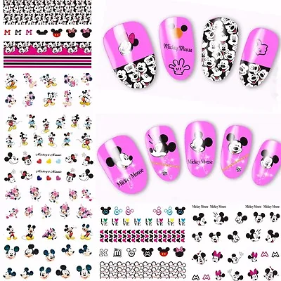 Nail Art Water Decals Stickers Transfers Mickey Minnie Mouse Bows Heart Neon • $2.05