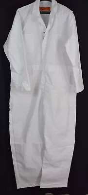 Red Kap Mens Button Front Cotton Coverall White Size 42 Regular • $32.20