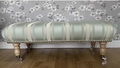 A New Footstool In Laura Ashley Forbury Eau De Nil Fabric • £215