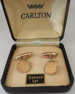Antique 1923 9ct Gold Octagonal Cufflinks Boxed Full Uk Hallmarks • £215