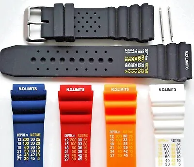 DIVERS WATCH STRAP SILICONE RUBBER 18mm 20mm 22mm 24mm ND Limits PRO SCUBA • £9.85
