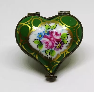 Limoges France Box~ Dumont ~ Vintage Floral Heart ~flowers & Bubbles~ Peint Main • $45