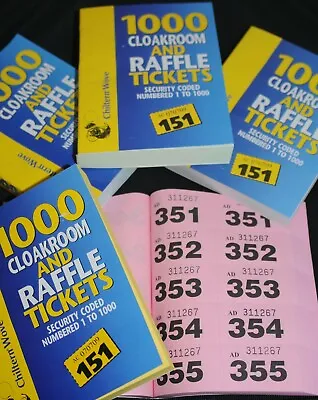 Raffle Cloakroom Tombola Draw Security Coded Tickets Numbered 11-500 1-000 • £1.20