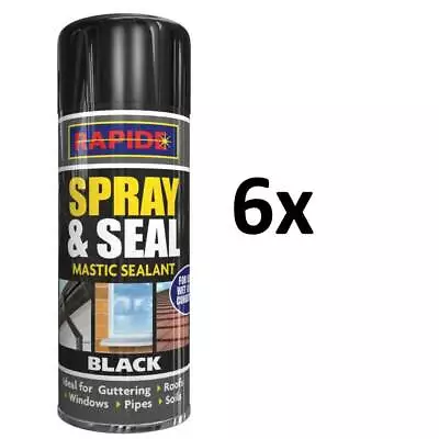 £24.99 • Buy 6 X Leak Repair Spray Piping Guttering  Roof Window Sealer Black Sealant SOIL