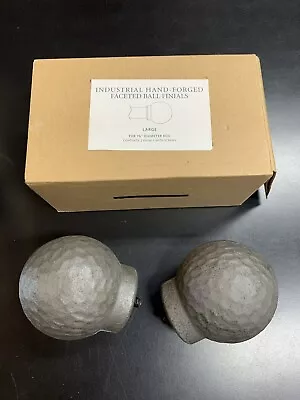 Set Of 2 Restoration Hardware Industrial Hand Forged Faceted Ball Finials Large • $30