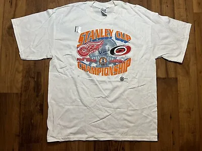 Vintage 2002 Detroit Red Wings T-Shirt Stanley Cup Champions Men's XL White • $25