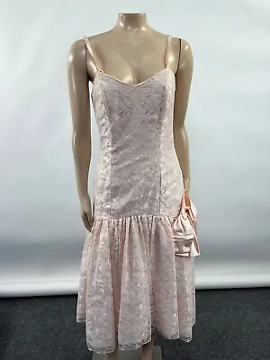 Vintage 80's Flirtations Women's Dress Floral Lace Formal Prom Party Bow Evening • $47.99