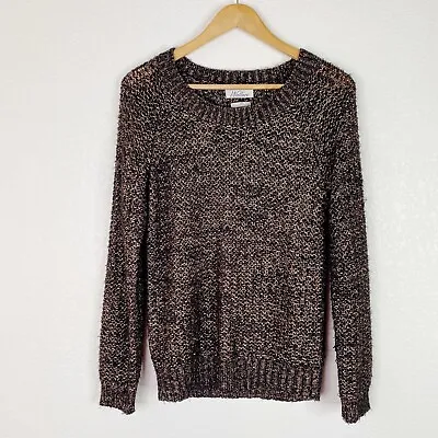 Wallace Madewell Womens Size Small Black Metallic Open Knit Pullover Sweater • $32.99