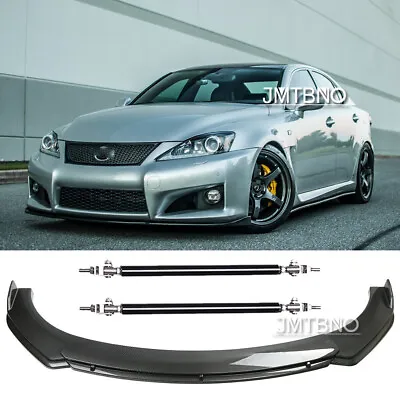 For Lexus IS300 IS250 Carbon Front Bumper Lip Spoiler Splitters Kit+ Strut Rods  • $124.85