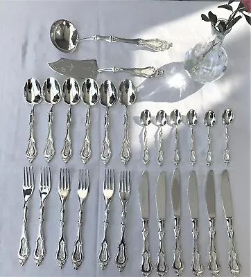 Vintage Silver-Plated Cutlery Set 6 People Italy 20th Century Dinner Set 26 Pcs  • $129