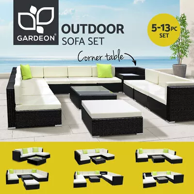 Gardeon 5-13 Piece Outdoor Sofa PE Wicker Rattan Garden Lounge Furniture Setting • $439.95