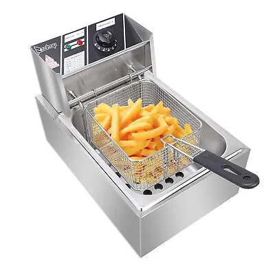 £45.99 • Buy Commercial 6.3QT 2500W Electric Deep Fryer Fat Chip Single Tank Stainless Steel